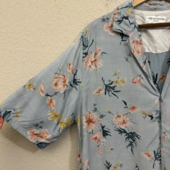 OFFICINE GENERALE Eren SS Floral Print Button-Up Shirt in Blue Multi - Picture 2 of 9